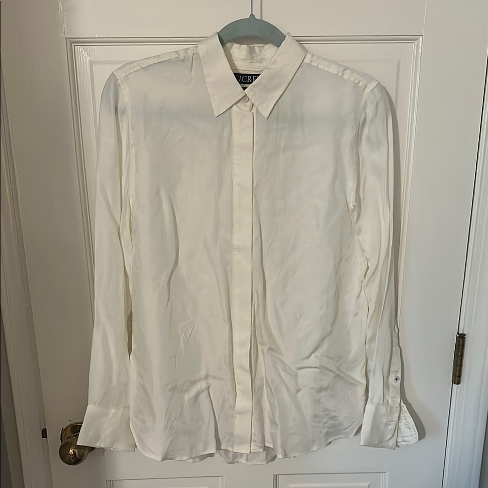 Elegant White J Crew Cupro Shirt